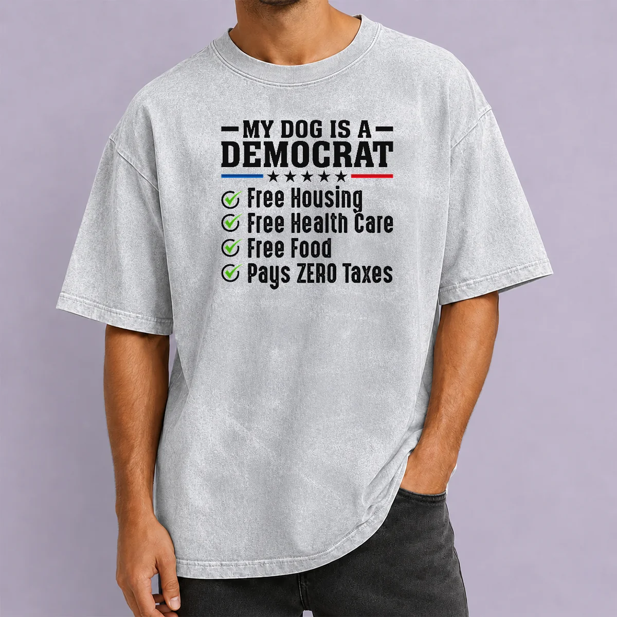 Nice Official My Dog Is A Democrat Free Housing Washed T-Shirt