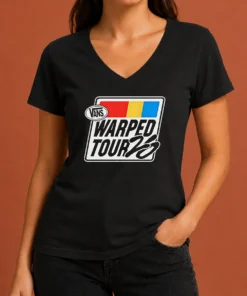 Nice Official Vans Warped Tour 25th Anniversary Logo Punk Rock V-Neck Shirt