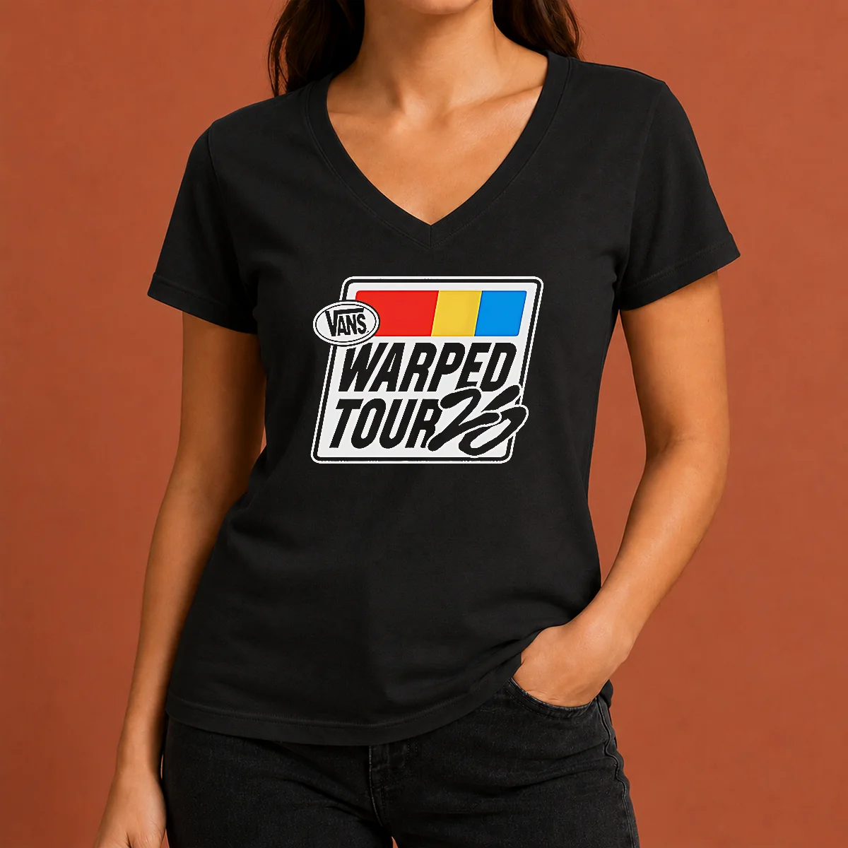 Nice Official Vans Warped Tour 25th V-Neck Shirt Nice Official Vans Warped Tour 25th V-Neck Shirt