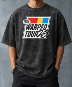Nice Official Vans Warped Tour 25th Anniversary Logo Punk Rock Washed T-Shirt