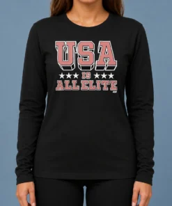 Nice Premium USA Is All Elite AEW Wrestling Promotional Logo Long Sleeve Shirt