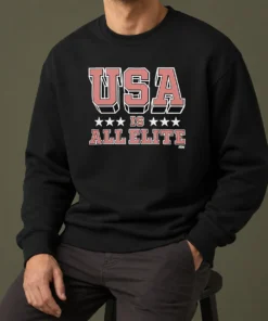 Nice Premium USA Is All Elite AEW Wrestling Promotional Logo Sweater in dark color, crewneck style