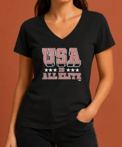 Nice Premium USA Is All Elite AEW Wrestling Promotional Logo V-Neck Shirt