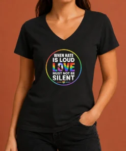 Nice Premium When Hate Is Loud Love Must Not Be Silent Pride Month V-Neck Shirt
