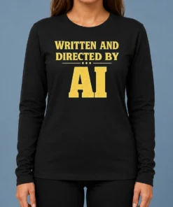 Nice Premium Written And Directed By AI Bold Text Long Sleeve Shirt