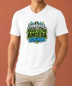 Nice Pretty Brain Eating Amoeba Survival Typography V-Neck Shirt