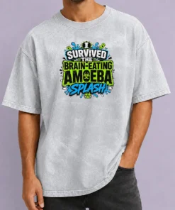 Nice Pretty Brain Eating Amoeba Survival Typography Washed T-Shirt