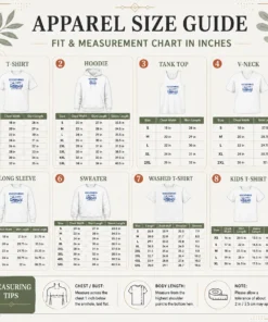 Size chart for Nice Pretty Grace And Rocky Save Stars Fist Bump with measurements in inches and cm