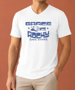 Nice Pretty Grace And Rocky Save Stars Fist Bump V-Neck Shirt
