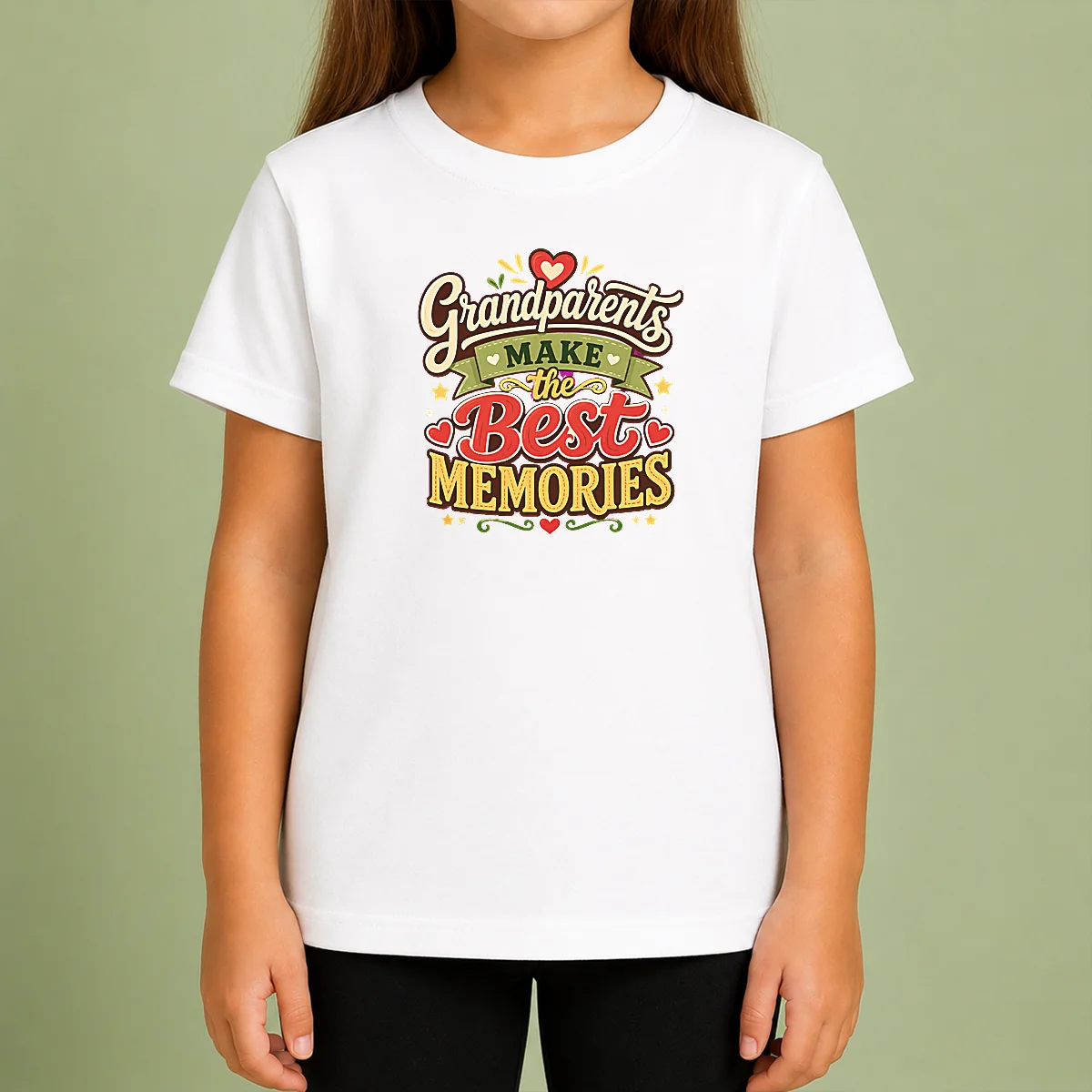 Nice Pretty Grandparents Day For Family Love Typography Kids T-Shirt
