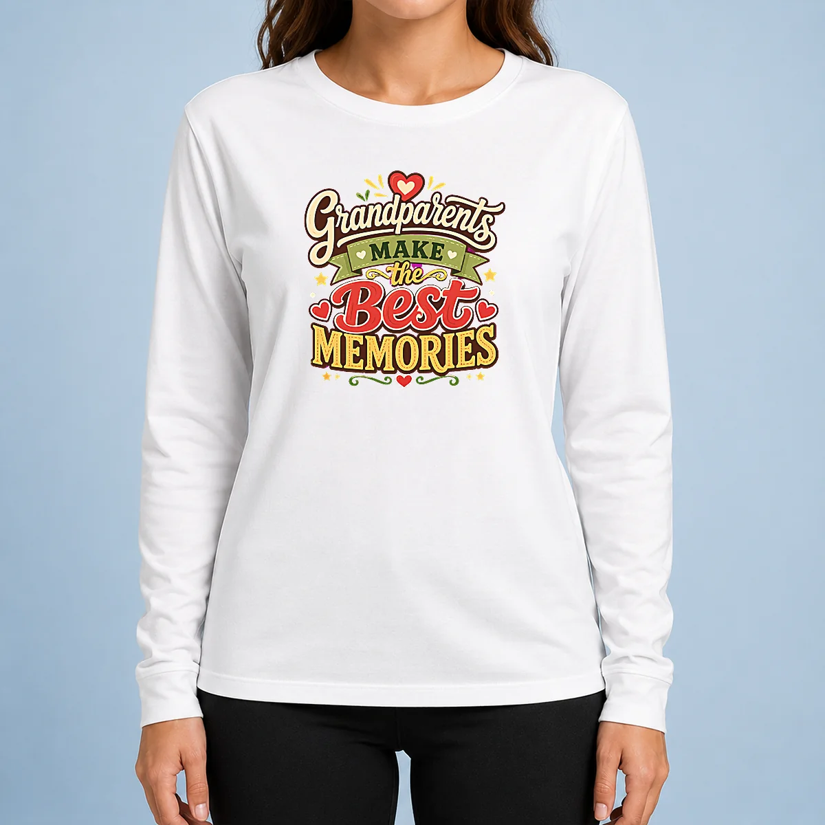 Nice Pretty Grandparents Day For Family Love Typography Long Sleeve Shirt