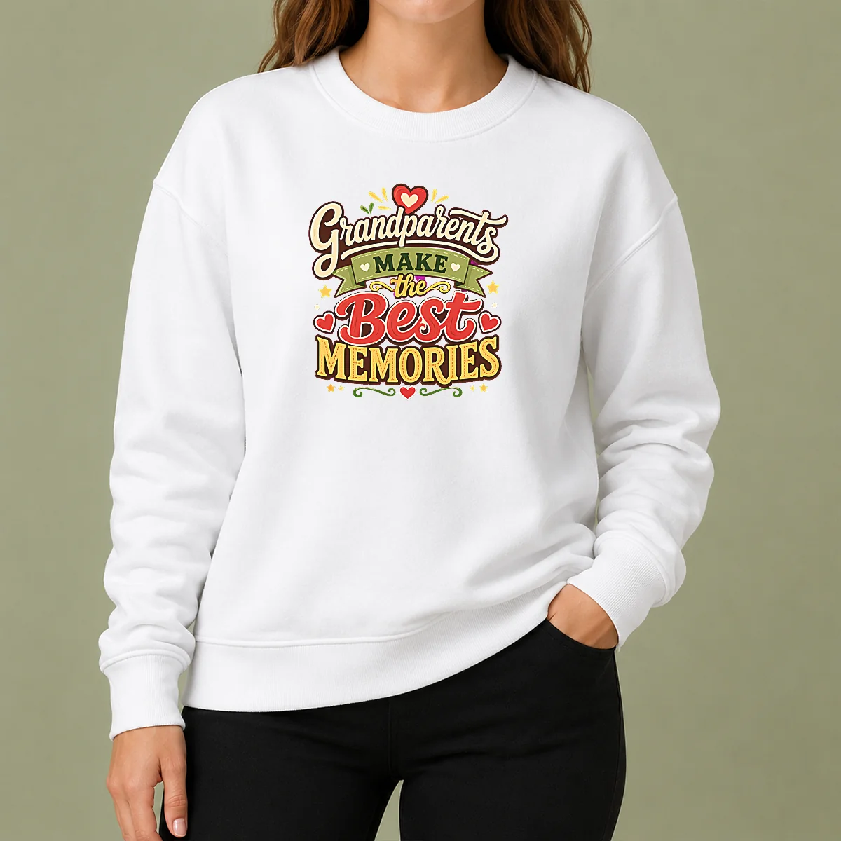 Nice Pretty Grandparents Day For Family Love Typography Sweater