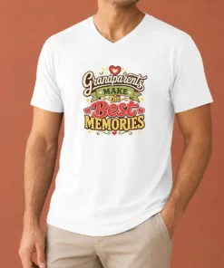 Nice Pretty Grandparents Day For Family Love Typography V-Neck Shirt
