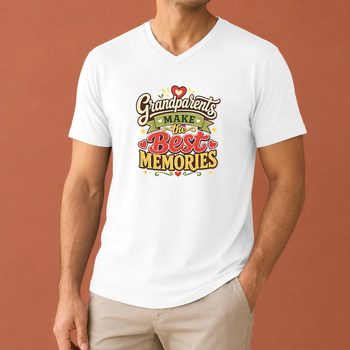 Nice Pretty Grandparents Day For Family V-Neck Shirt Nice Pretty Grandparents Day For Family V-Neck Shirt