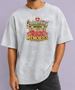 Nice Pretty Grandparents Day For Family Love Typography Washed T-Shirt