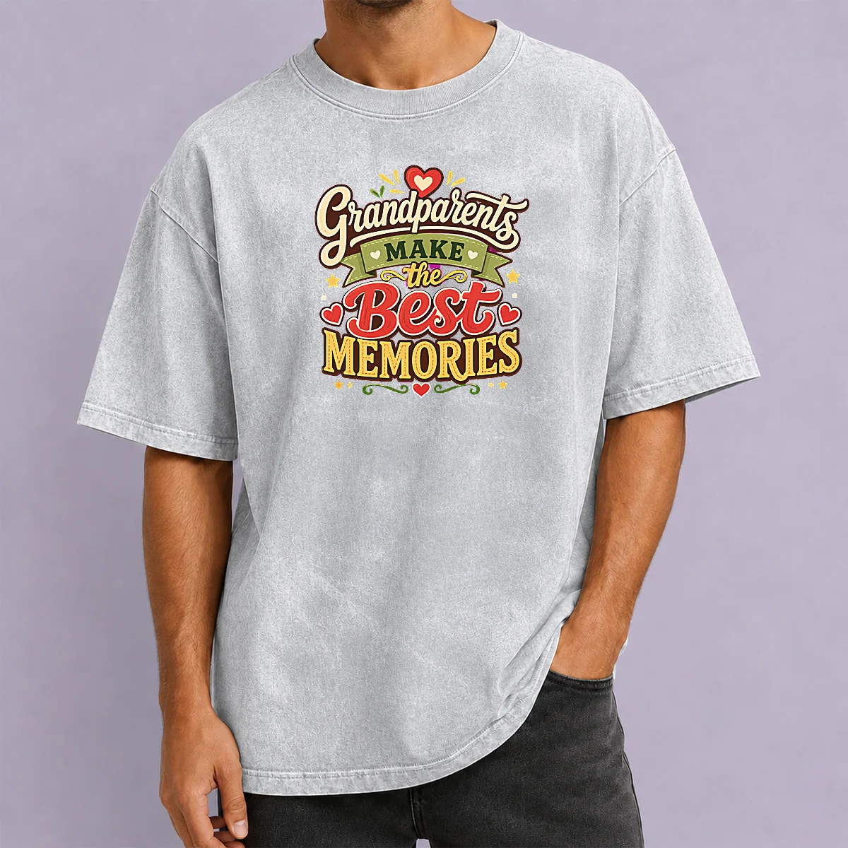 Nice Pretty Grandparents Day For Family Love Typography Washed T-Shirt