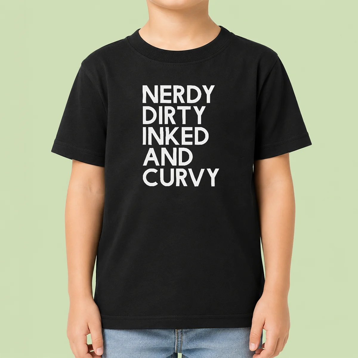 Nice Pretty Nerdy Dirty Inked And Curvy Kids T-Shirt