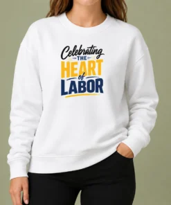 Nice Top Labour Day Celebrating The Heart Of Labor Minimalistypogra sweater in minimalist typography design on a cozy crewneck garment