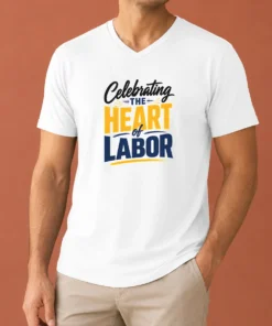 Nice Top Labour Day Celebrating The Heart Of Labor Minimalistypogra V-Neck Shirt