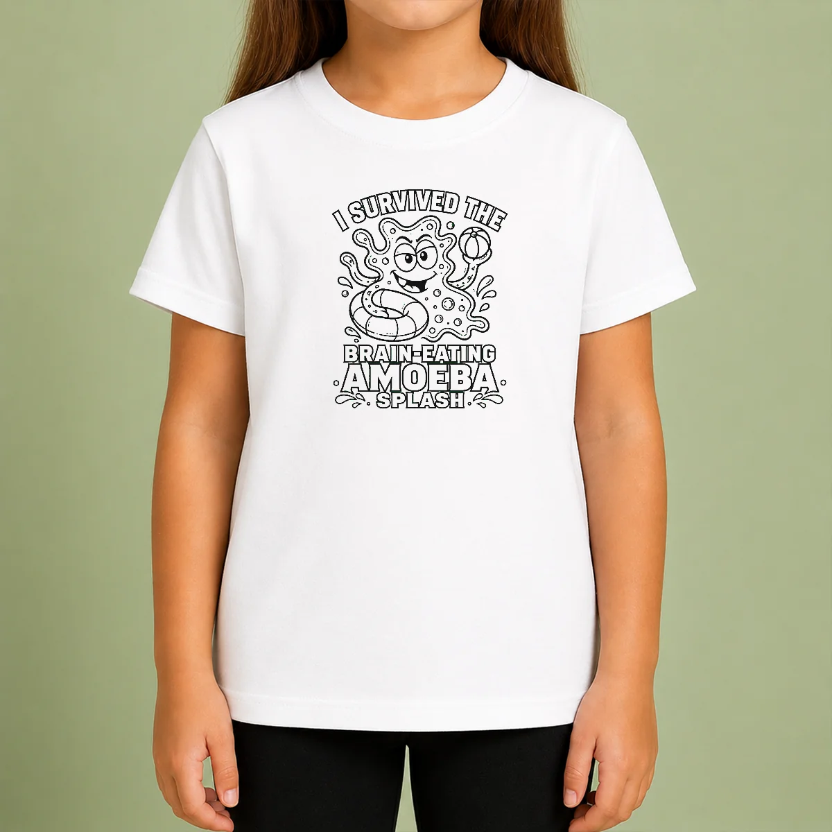 Official Awesome Brain Eating Amoeba Splash Line Art Kids T-Shirt