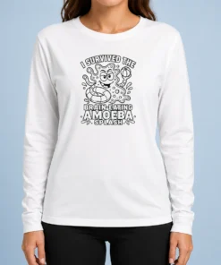 Official Awesome Brain Eating Amoeba Splash Line Art Long Sleeve Shirt featuring bold line art on comfortable long sleeve fabric