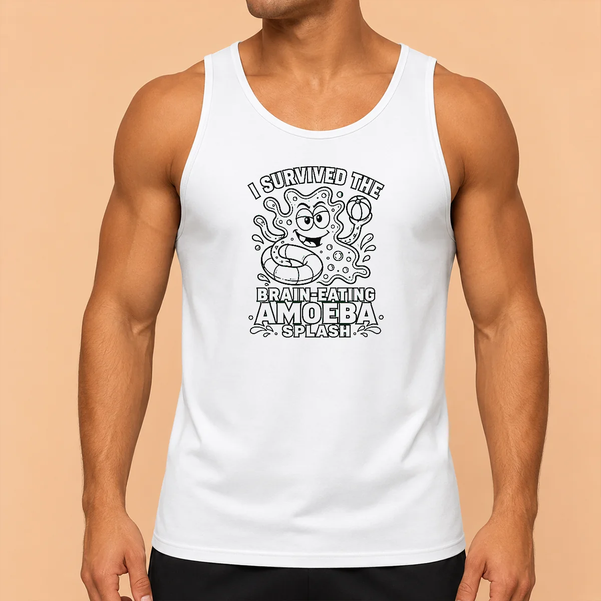 Official Awesome Brain Eating Amoeba Splash Line Art Tank Top