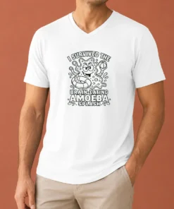 Official Awesome Brain Eating Amoeba Splash Line Art V-Neck Shirt
