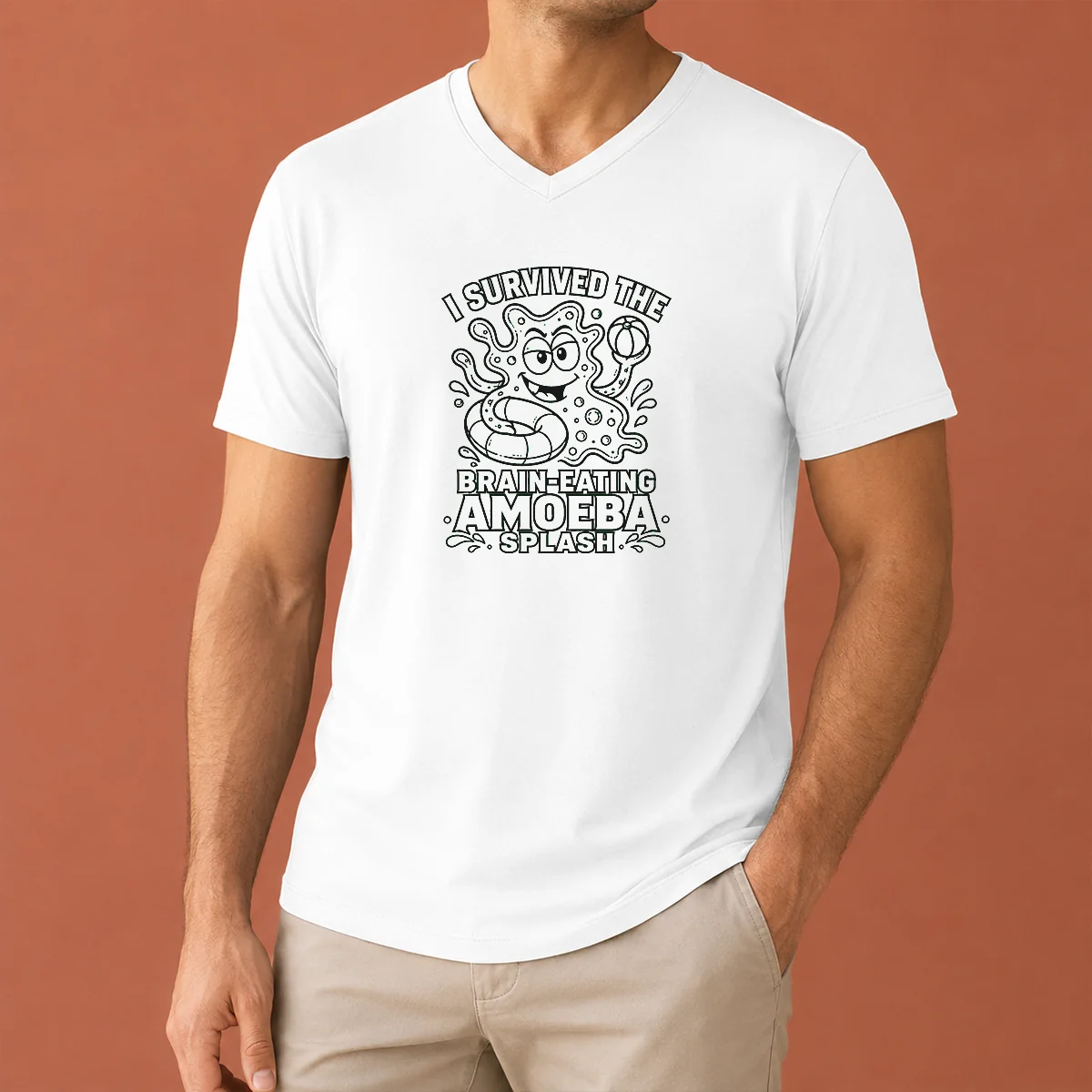 Official Awesome Brain Eating Amoeba Splash V-Neck Shirt Official Awesome Brain Eating Amoeba Splash V-Neck Shirt