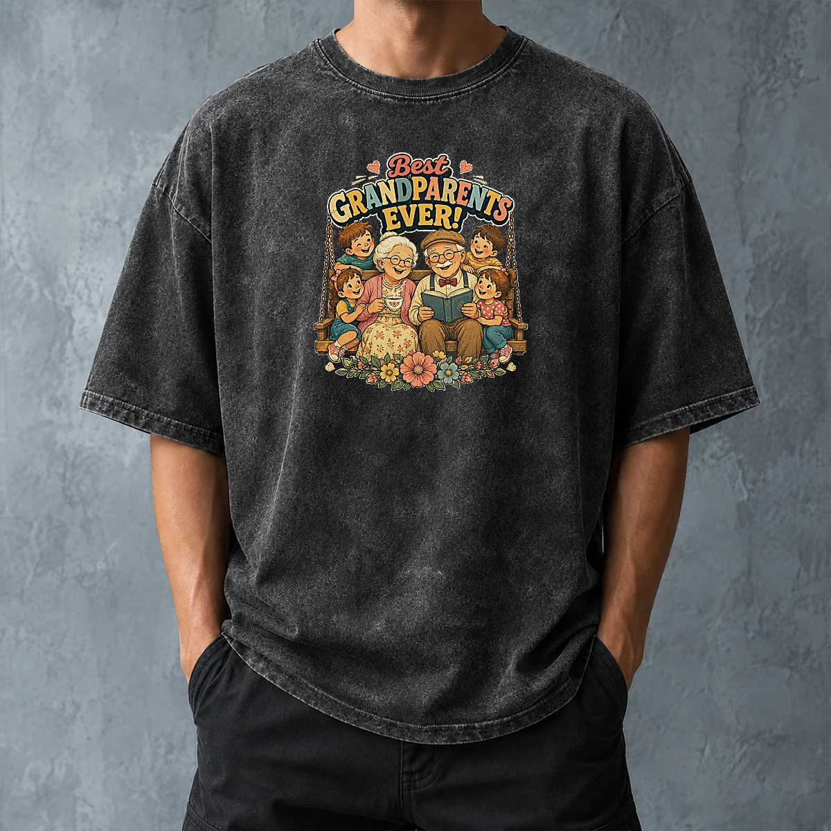 Official Best Grandparents Ever Vintage Washed T-Shirt
