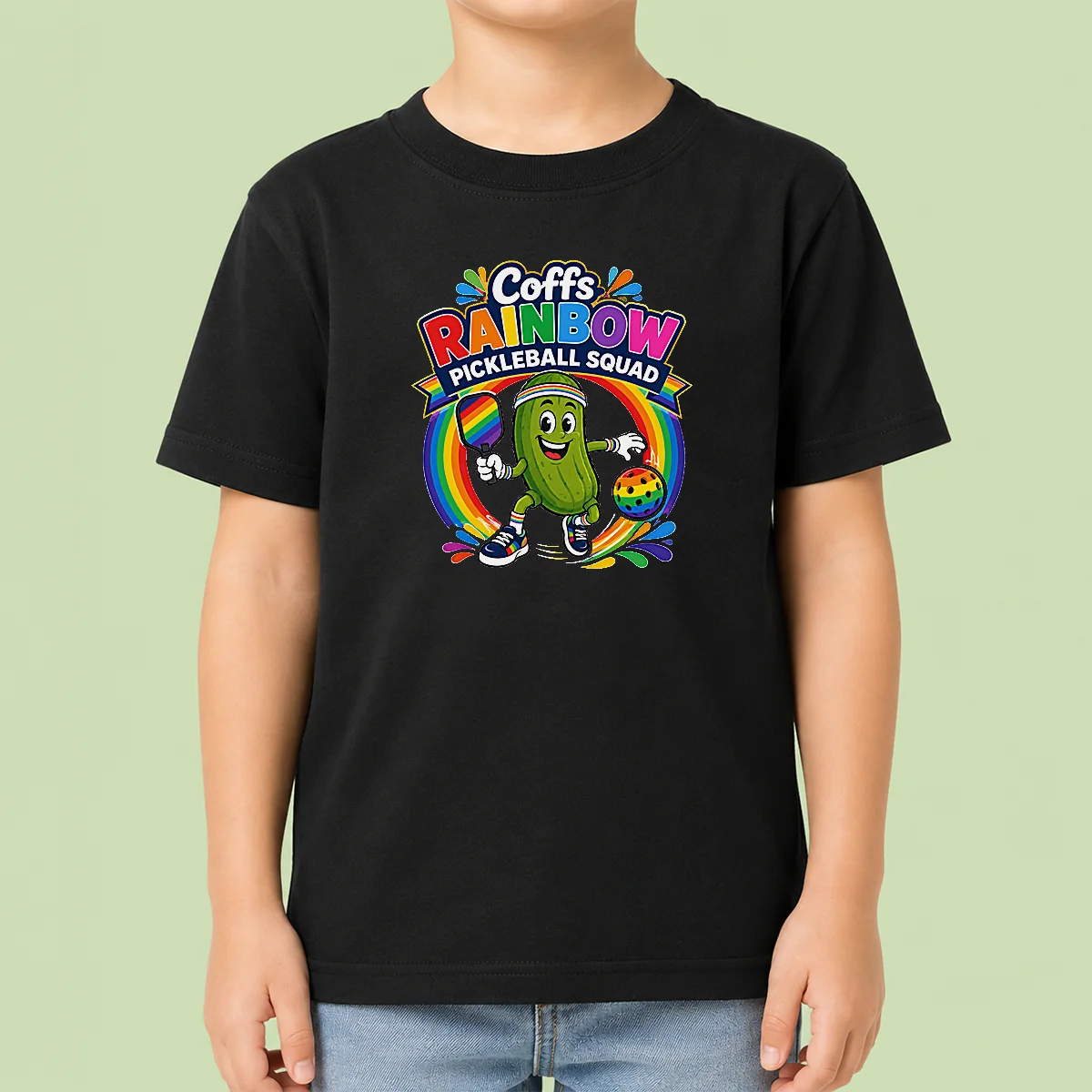 Official Coffs Rainbow Pickleball Team Fun Kids T-Shirt