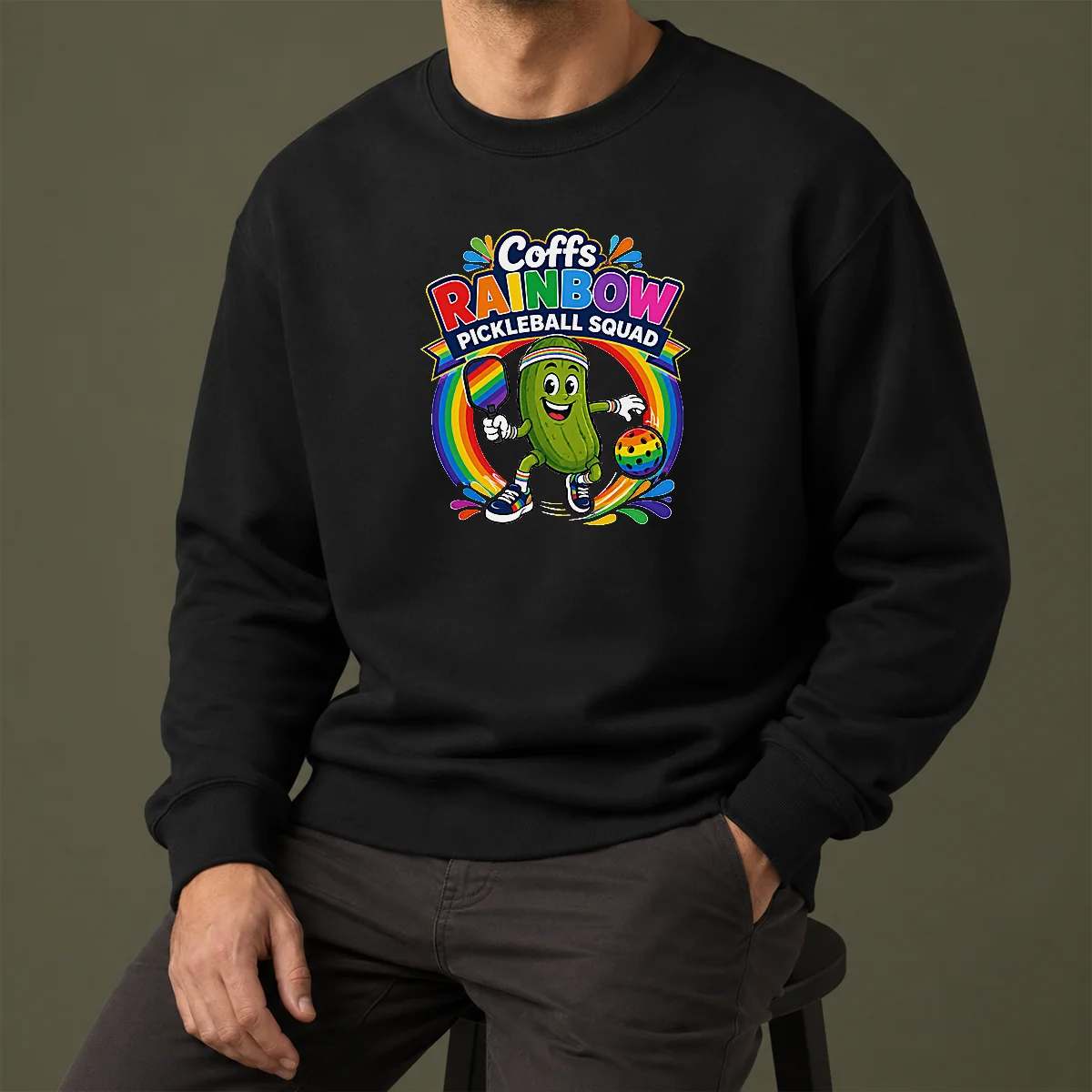 Official Coffs Rainbow Pickleball Team Fun Sweater