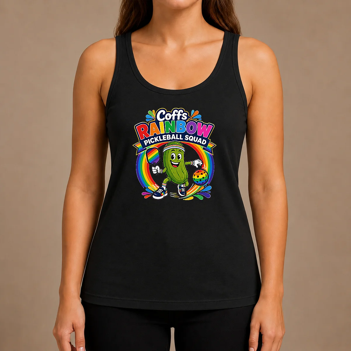 Official Coffs Rainbow Pickleball Team Fun Tank Top