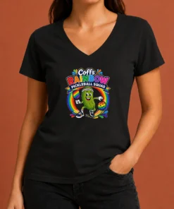 Official Coffs Rainbow Pickleball Team Fun V-Neck Shirt