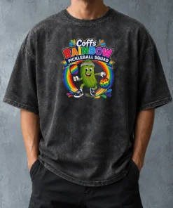 Official Coffs Rainbow Pickleball Team Fun Washed T-Shirt
