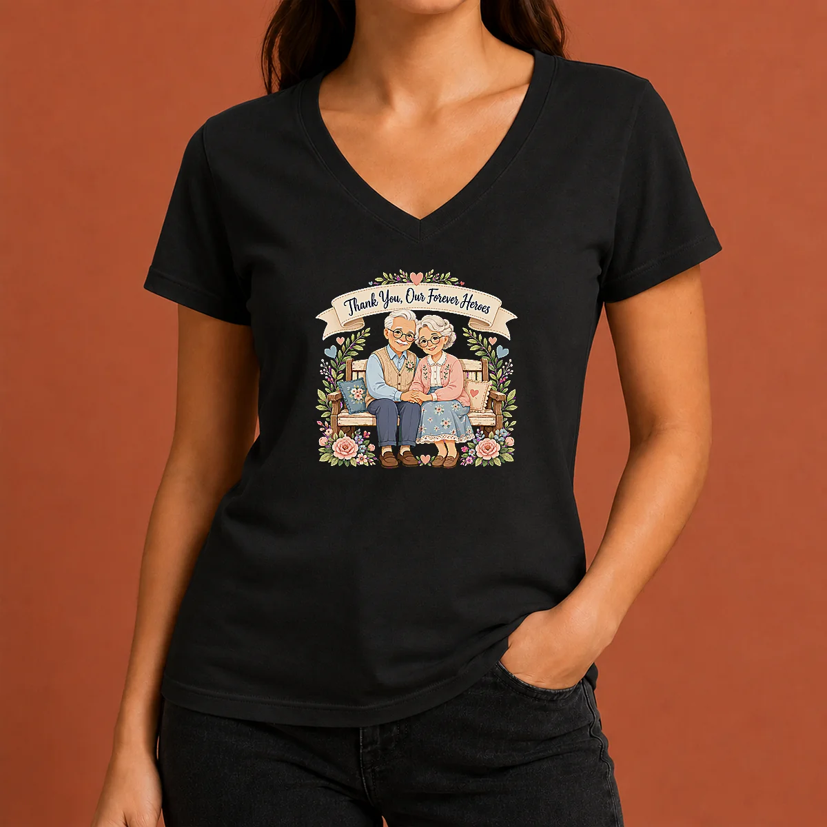 Official Grandparents Day Forever Heroes Vector V-Neck Shirt Official Grandparents Day Forever Heroes Vector V-Neck Shirt