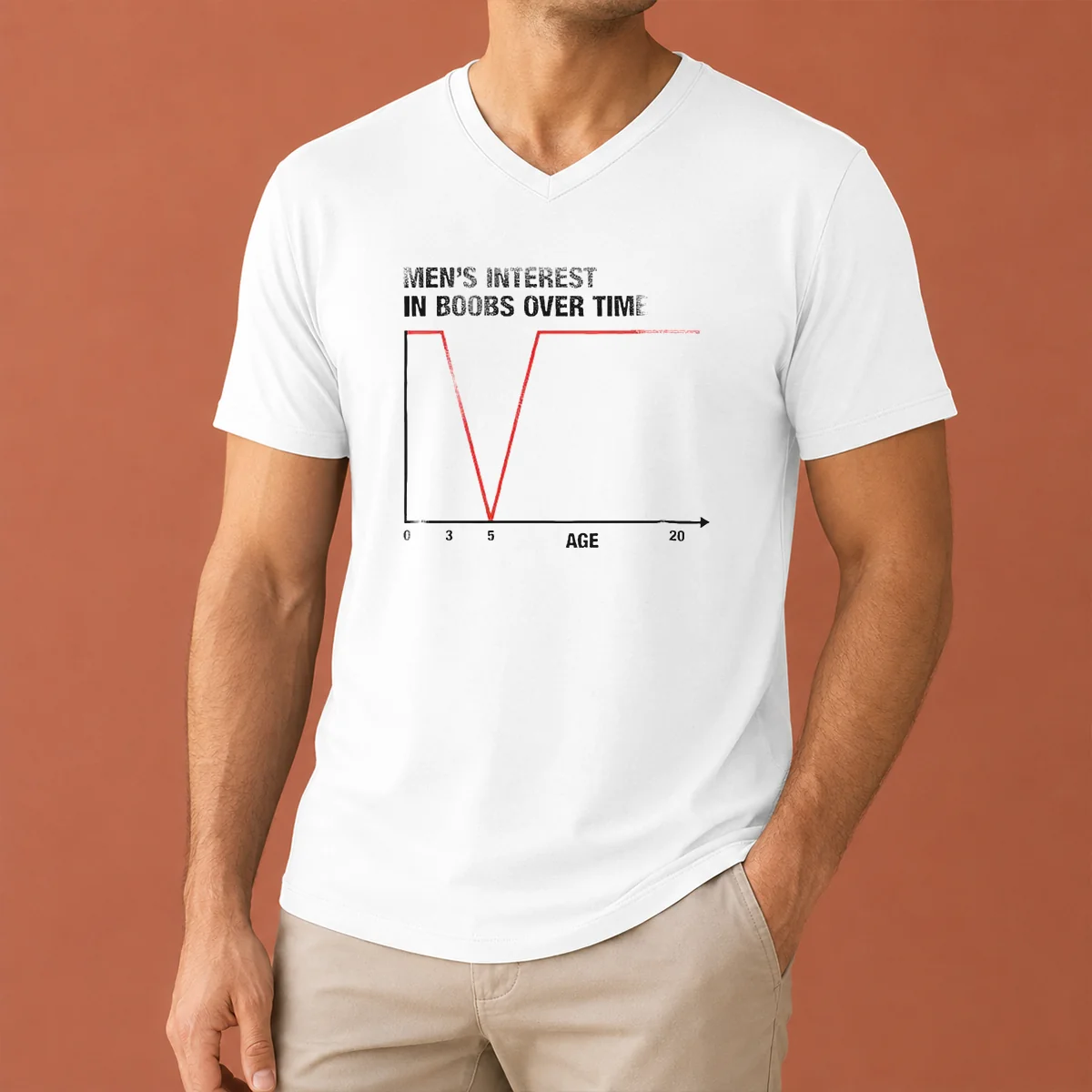 Official Men'S Interest In Boobs Over V-Neck Shirt Official Men'S Interest In Boobs Over V-Neck Shirt