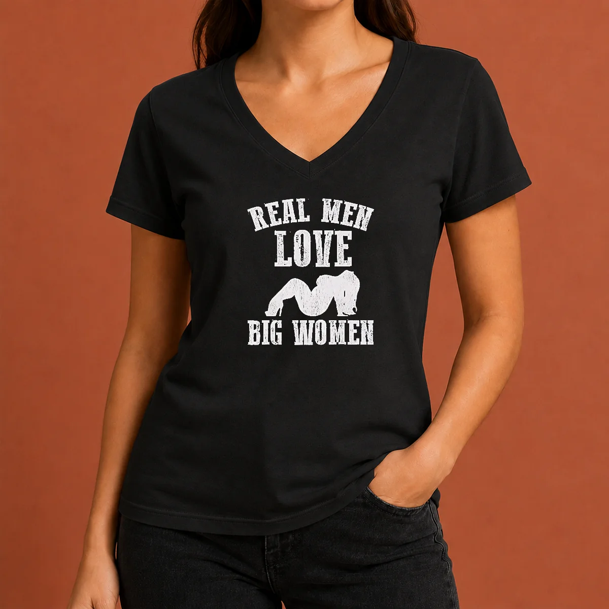 Official Real Men Love Big Women V-Neck Shirt Official Real Men Love Big Women V-Neck Shirt