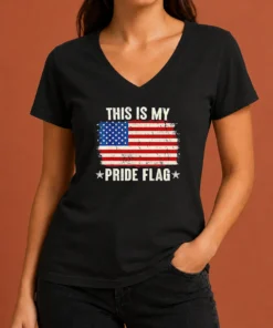 Official This Is My Pride Flag United States Of America Patriotic National Flag V-Neck Shirt