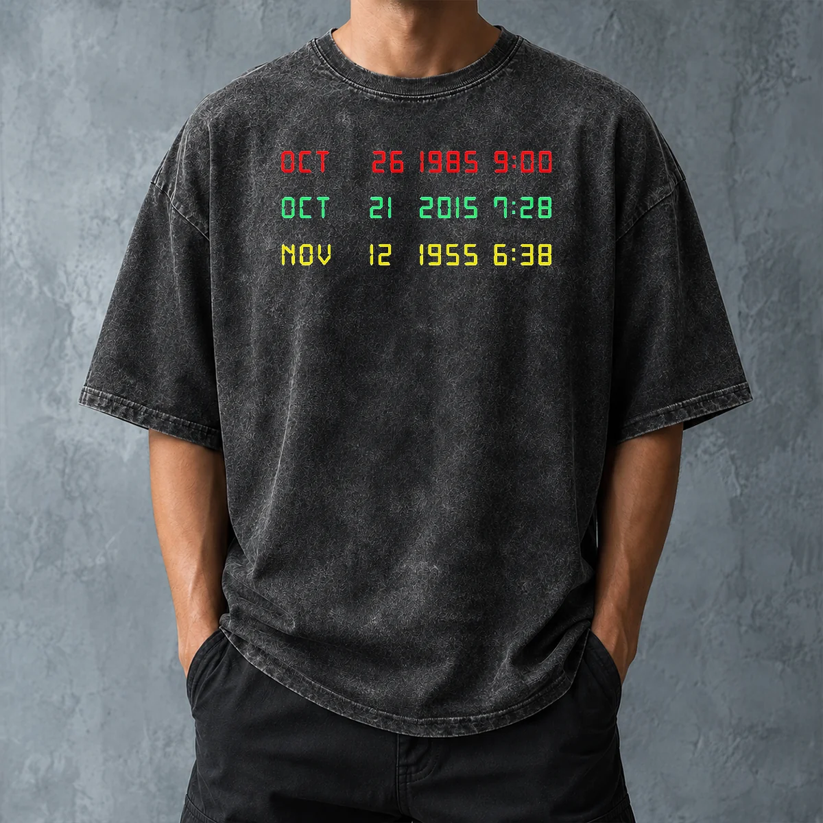 Official Time Machine Three Dates Geek Washed T-Shirt