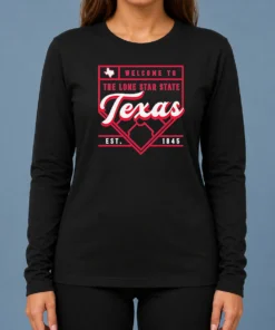 Official Welcome To The Lone Star State Texas Est 1845 long sleeve shirt in classic fit with printed design