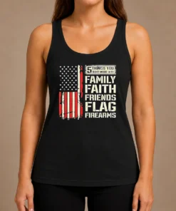 Original 5 Things You Don'T Mess With Family Faith Friends Flag Firearms Tank Top