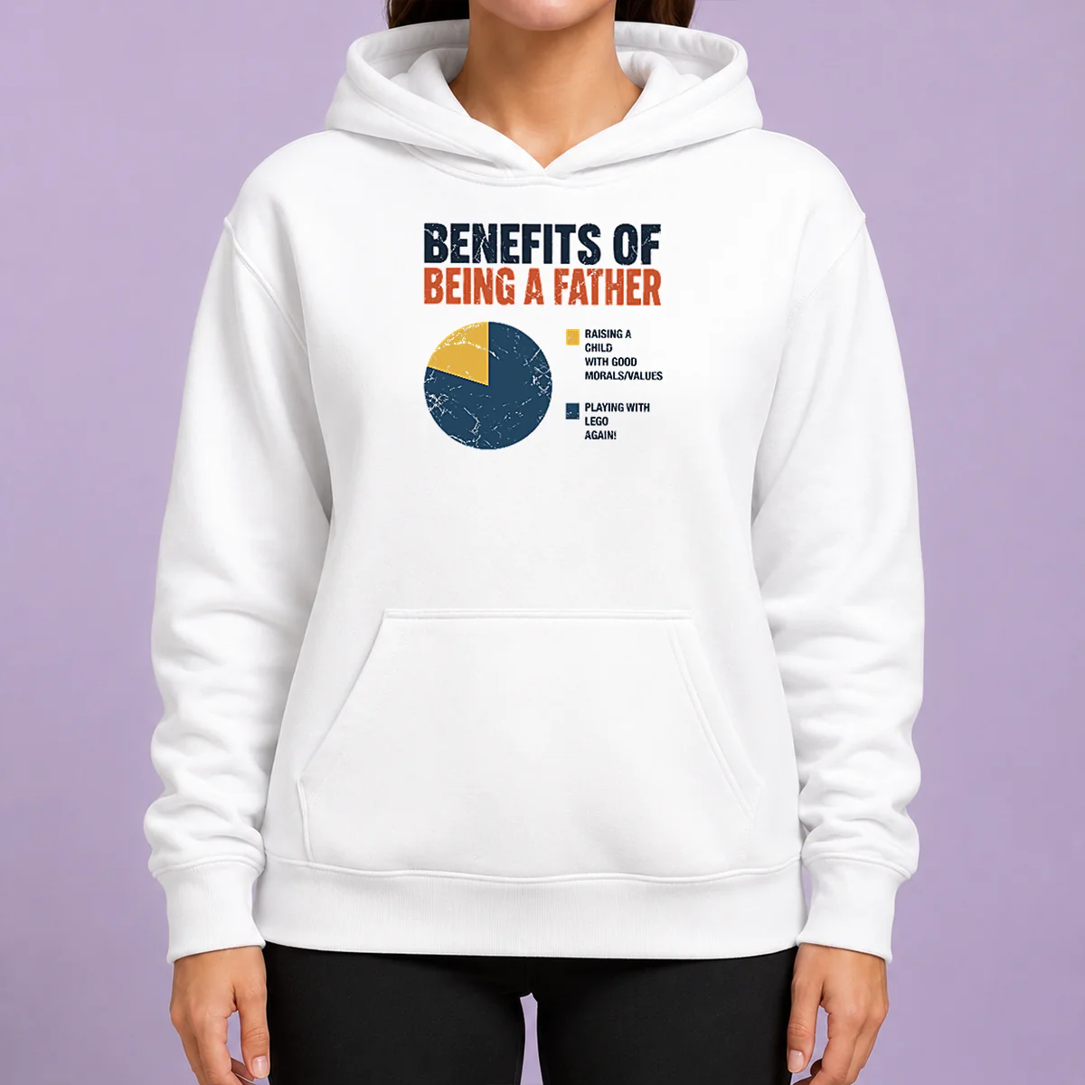 Original Benefits Of Being A Father Hoodie in black, comfortable pullover with front pocket and drawstring hood