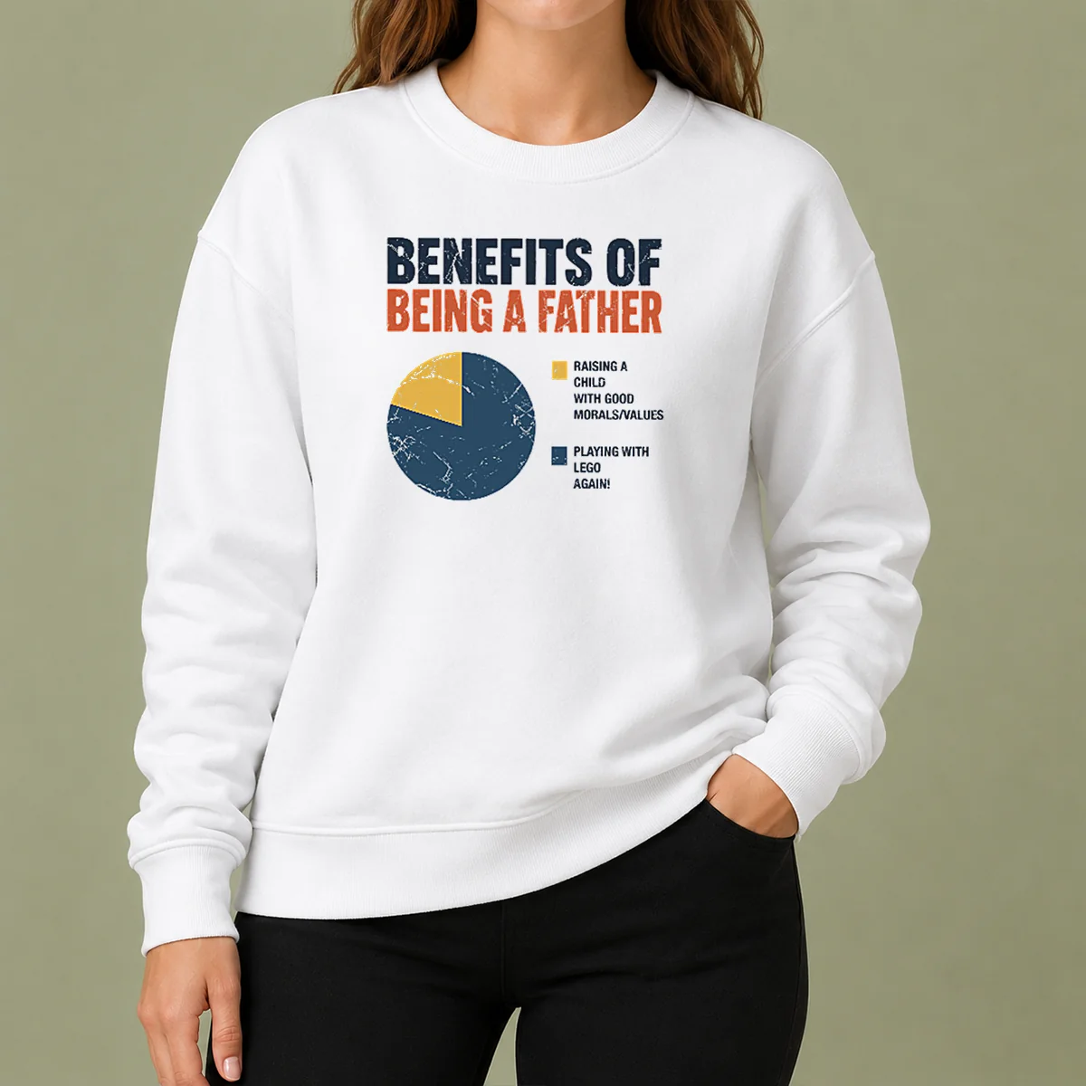 Original Benefits Of Being A Father Sweater in cozy knit fabric with crew neck and long sleeves