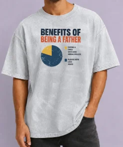 Original Benefits Of Being A Father Washed T Shirt in soft cotton with vintage faded look