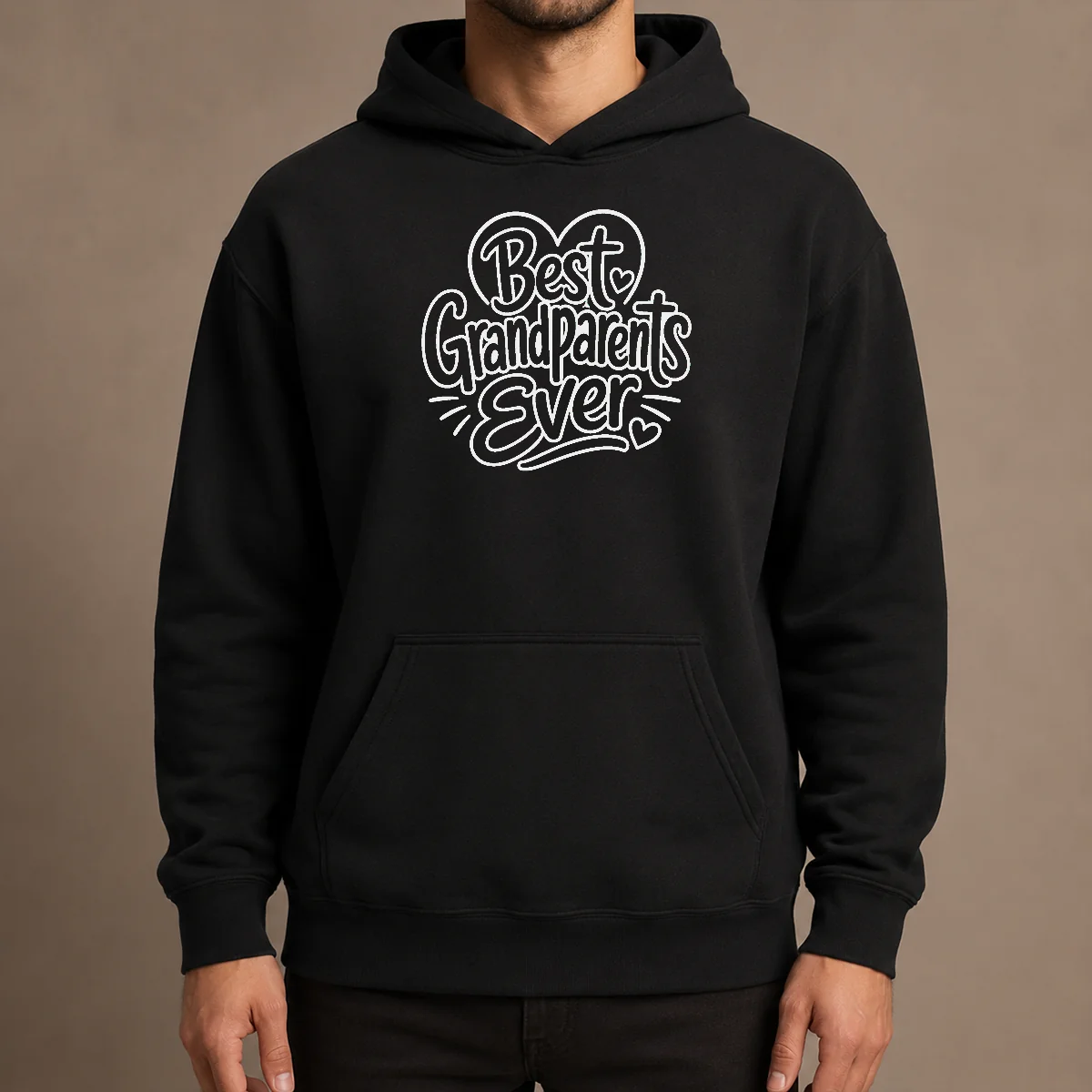 Original Best Grandparents Ever Line Art Hoodie in soft fabric with front pocket and adjustable hood