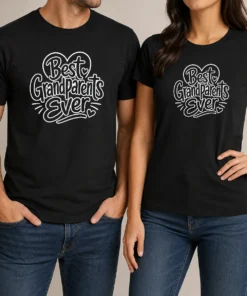 Original Best Grandparents Ever Line Art t shirt in white, featuring minimalist line art design on a classic crew neck short sleeve tee