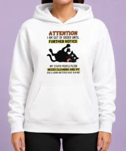 Original Black Cat Attention I Am Out Of Order Until Further Notice Hoodie