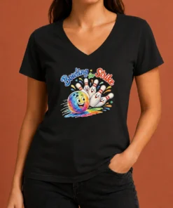 Original Bowling For Strike Watercolor V-Neck Shirt
