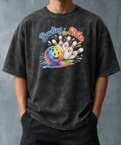 Original Bowling For Strike Watercolor Washed T-Shirt