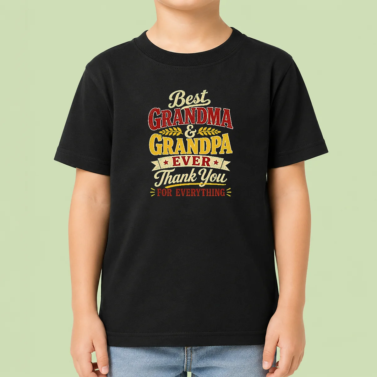 Original Grandparents Day Best Grandma Grandpa Typography Kids T-Shirt